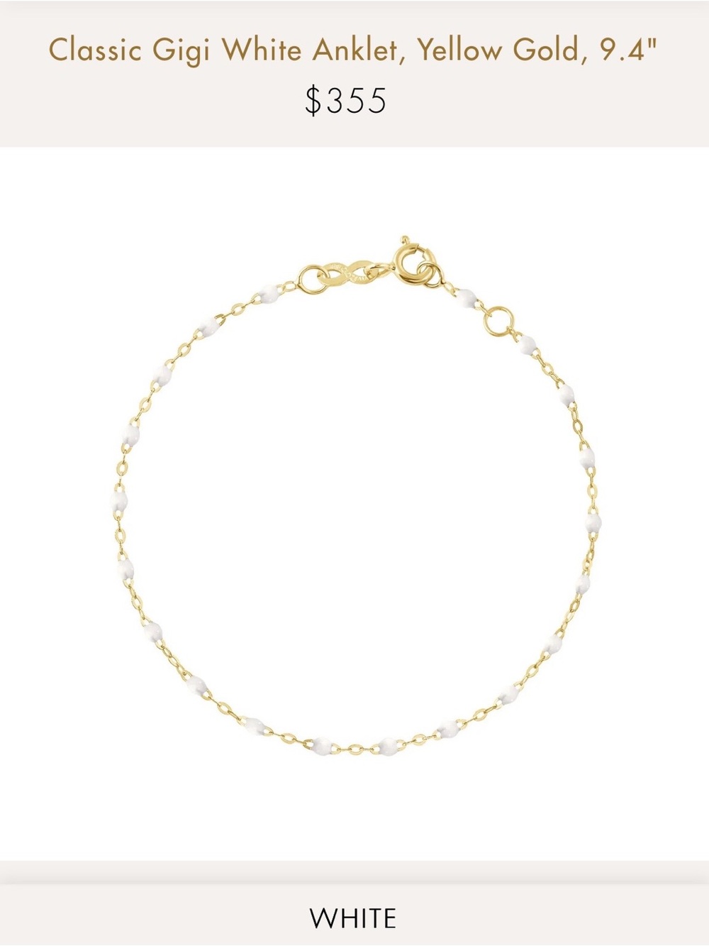 Classic White Beaded Bracelet in Yellow Gold